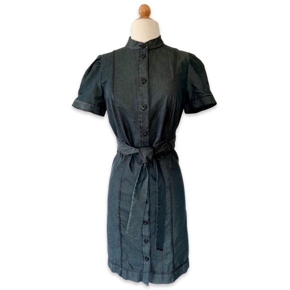 𝅺Magaschoni Teal Denim Shirt Dress - Picture 3 of 7